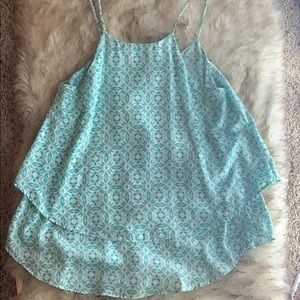 Teal blue tank top blouse